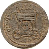 Astarte in een wagen, achterzijde van een munt met Julia Maesa uit Sidon