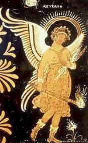 Astrape (bliksem) afgebeeld als Astraea, de godin van het recht en het sterrenbeeld maagd