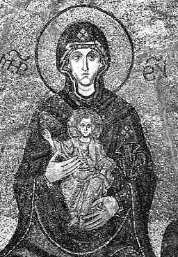 Afb. 8. Madonna, Byzantijnsch mozaïek. XIe eeuw. Triest, kathedraal, Cappella del Sacramanto.