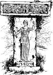 Nortia met spijker, de hamer in haar linkerhand ontbreekt. Op haar borstkleed is een gorgoon afgebeeld.