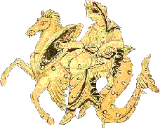 Thetis berijdt een hippocampus, een 'zeepaard' met een vissestaart, en ook wel vinnen, in plaats van poten. Afbeelding van -400.