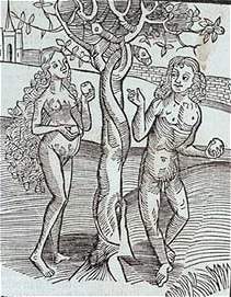 Adam en Eva, houtsnede Methodius