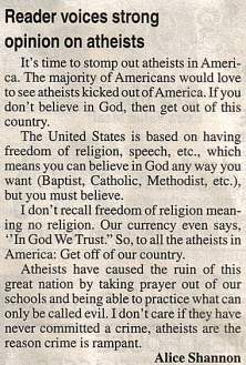 atheists get the hell out of america