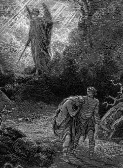 Adam en Eva verjaagd uit het paradijs, door Gustave Dor�
